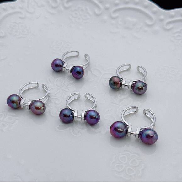 R18 S925 Freshwater Baroque  Pearl Open top Ring - Picture 4 of 4